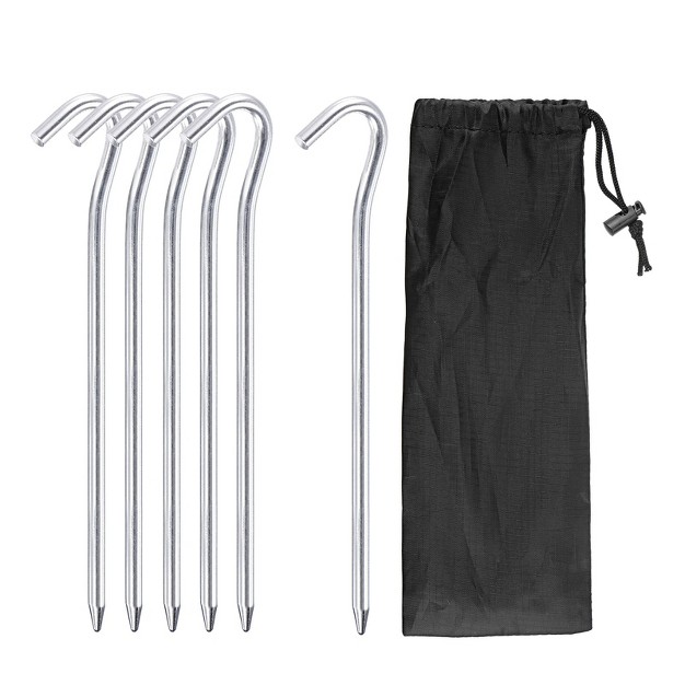 Unique Bargains Tent Stake Aluminum With Hook Kit Ground Pegs And Storage Bag