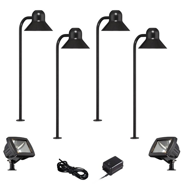 John Timberland Jayce Black 6 piece Led Landscape Path And Flood Light Set