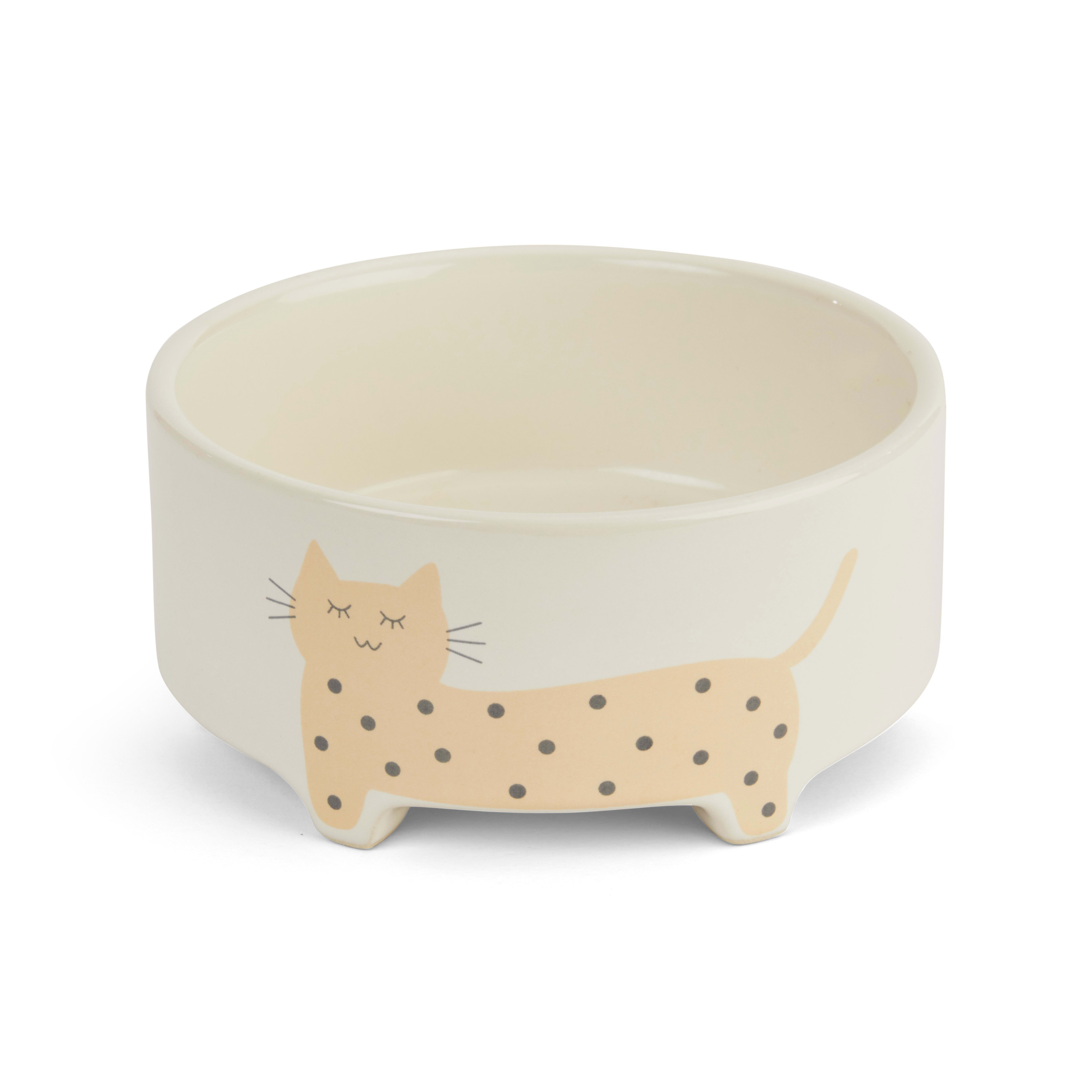 EveryYay Dining In Footed Ceramic Cat Bowl， 1.4 Cups