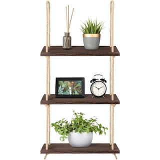 Hanging Rack 3-Tiers Wooden Wall Shelf Plant Storage Rack Decoration Bathroom Living Room Bedroom Apartment B07DLMP23H