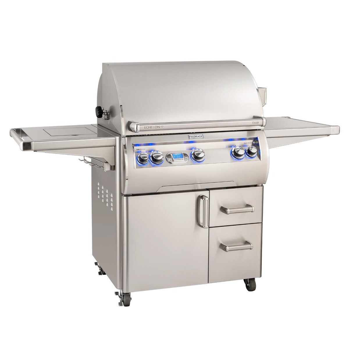 Fire Magic Echelon Diamond E660S 30-Inch Propane Gas Grill W/ Side Burner， Rotisserie， and Digital Thermometer