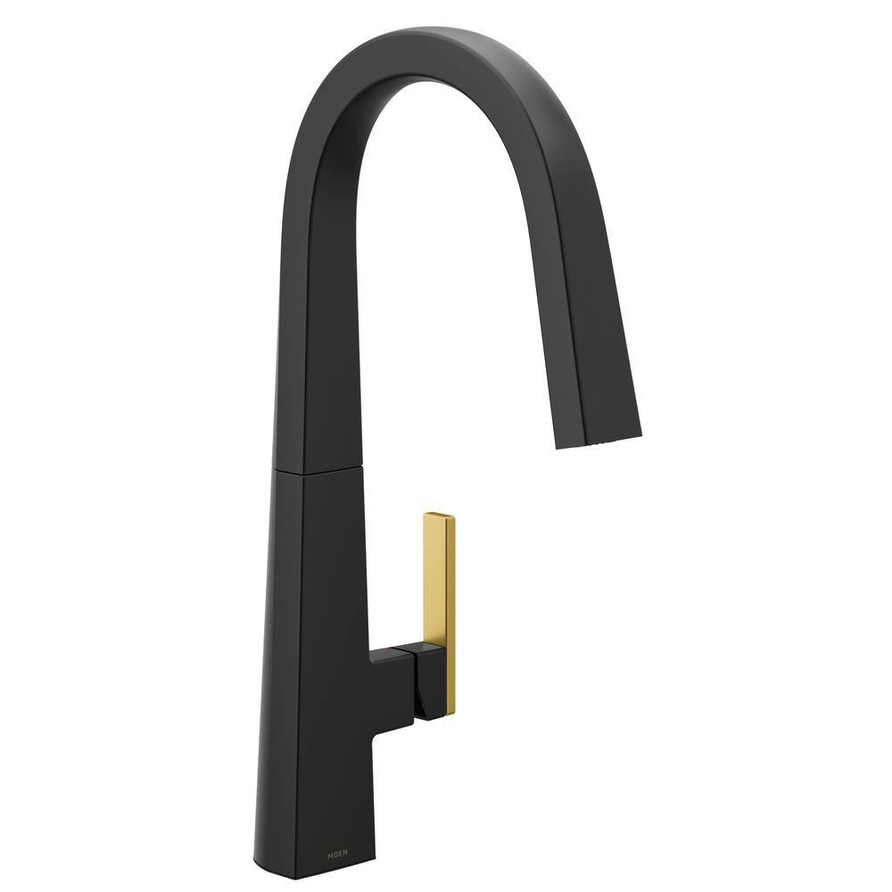 MOEN Nio Single-Handle Pull-Down Sprayer Kitchen Faucet with Reflex and Power Clean in Matte Black S75005BL