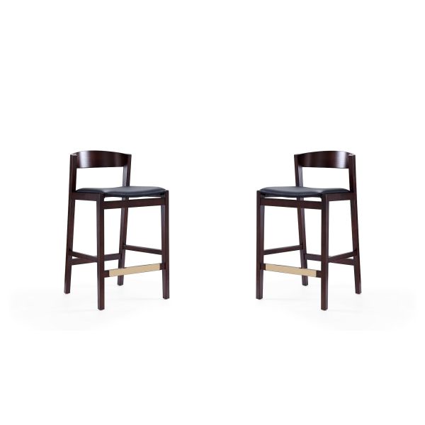 Klismos Counter Stool in Black and Dark Walnut (Set of 2)