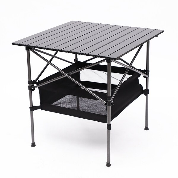 1piece Folding Outdoor Table with Carrying Bag，Lightweight Aluminum Rollup Square Table