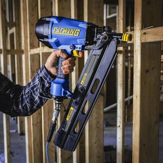 Estwing Pneumatic 21 Degree 3-12 in. Framing Nailer with Adjustable Metal Belt Hook 14 in. NPT Swivel Fitting and Bag EFR2190