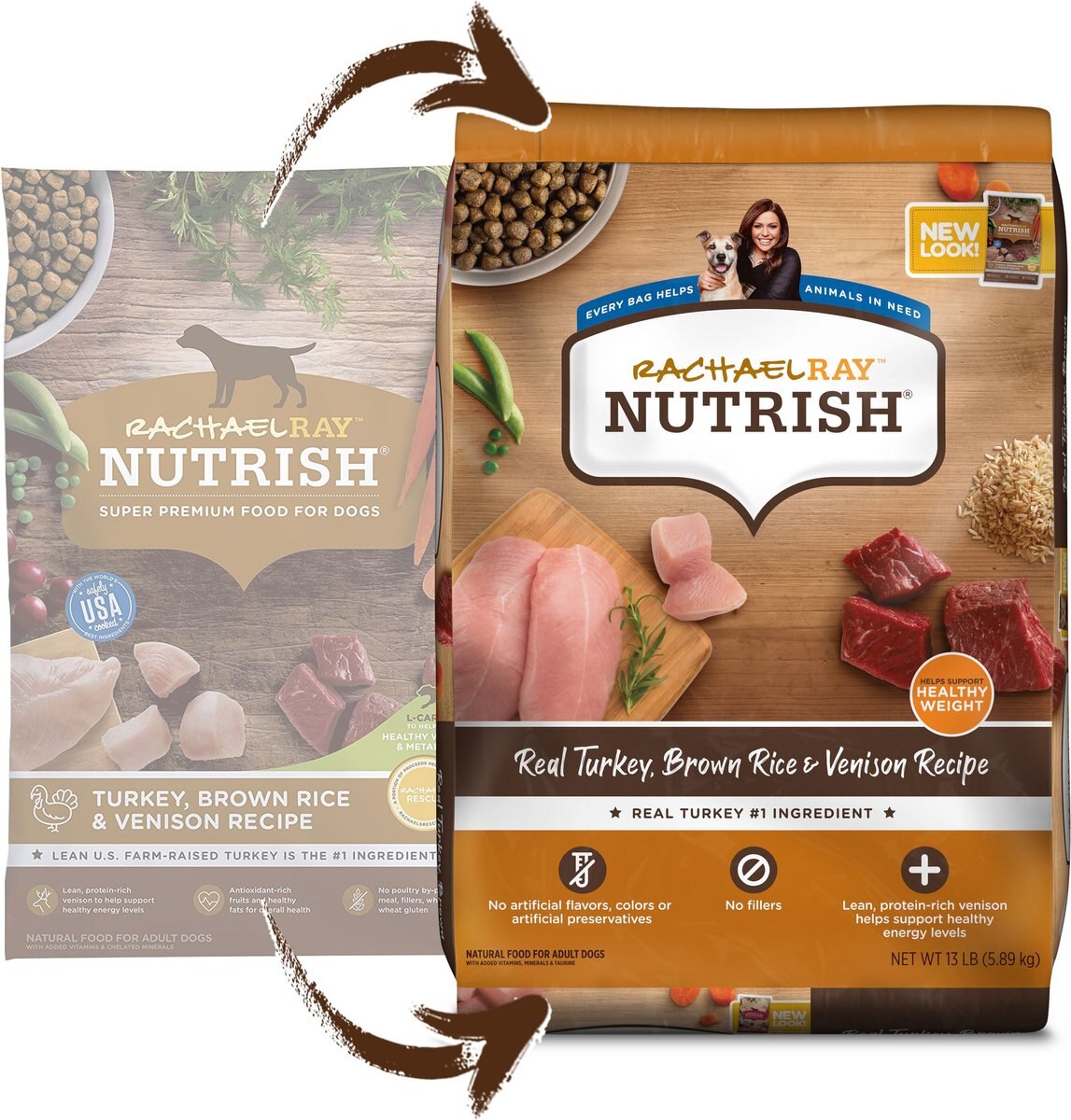 Rachael Ray Nutrish Real Turkey， Brown Rice and Venison Recipe Dry Dog Food