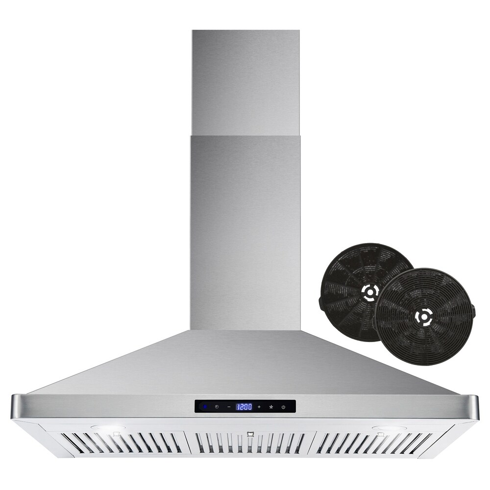 Cosmo 36 in. Ductless Wall Mount Range Hood with  Soft Touch Digital Controls  LED Lights in Stainless Steel   36\