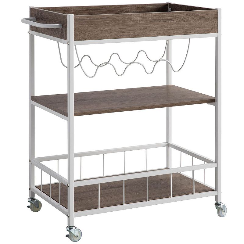 FC Design Metal Frame Kitchen Cart with Enclosed Shelves