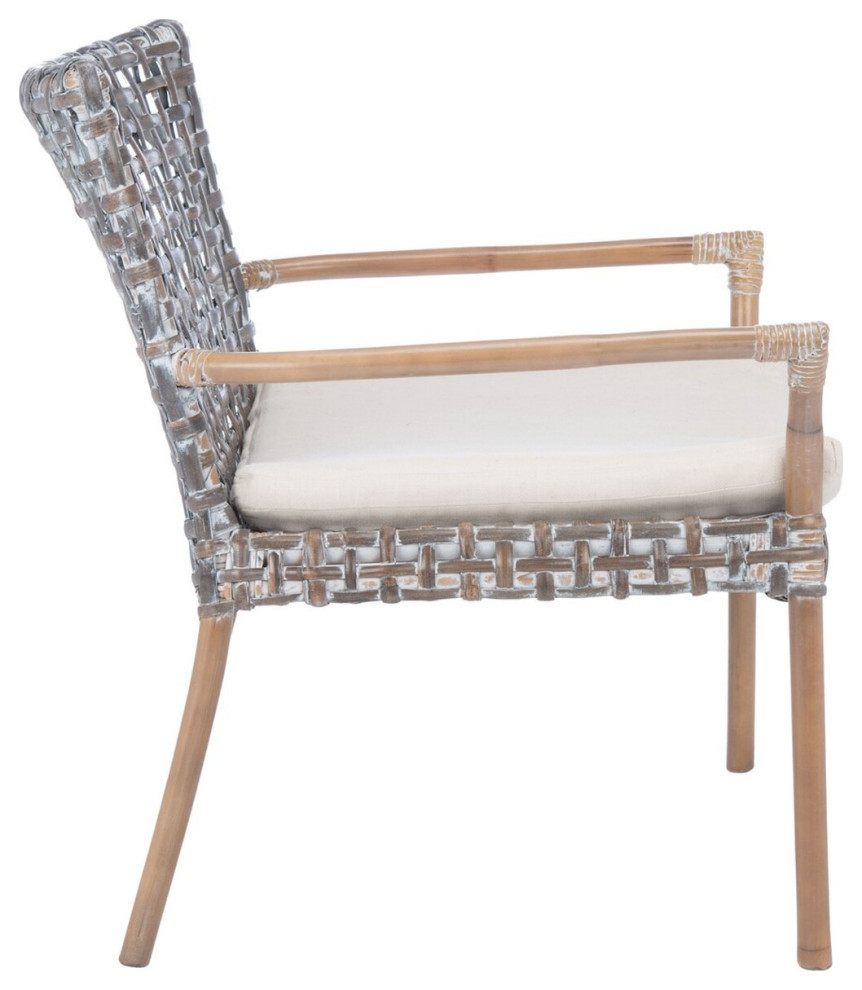 Lettie Rattan Accent Chair Gray Whitewash/White   Tropical   Armchairs And Accent Chairs   by V.S.D Furniture  Houzz