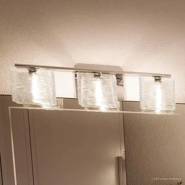 Luxury Modern Glass/ Chrome Finish Steel 3-light Bathroom Light - 6.75