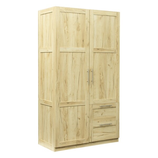 High Wardrobe Kitchen Cabinet with 2 Doors， 2 Drawers and 5 Storage Spaces - - 36907184