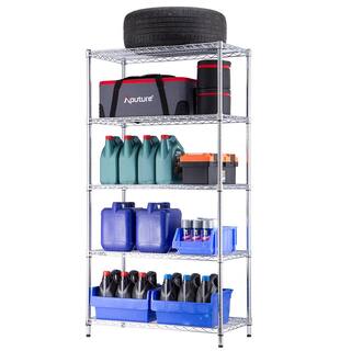 mzg 5 Tier Commercial Chrome Shelving Unit 18 in. x 36 in. x 72 in. U4590180OIBH513KC