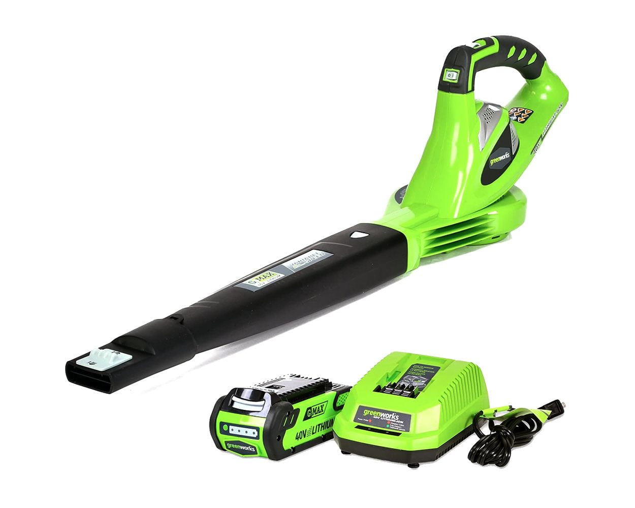 Greenworks 24V 135 CFM Cordless Leaf Blower with 2.0 Ah Battery and Charger， 24352