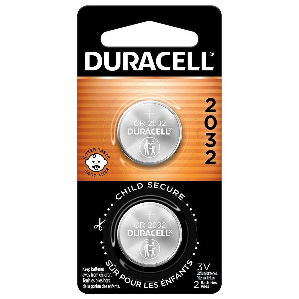 Duracell CR2032 3V Lithium Battery 2 Count Pack Bitter Coating Helps Discourage Swallowing 004133303534