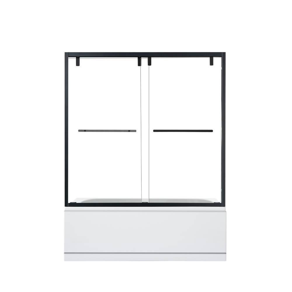 ROSWELL Brescia 60 in. W x 58 in. H Double Sliding Framed Tub Door in Matte Black 807160-BP-MB