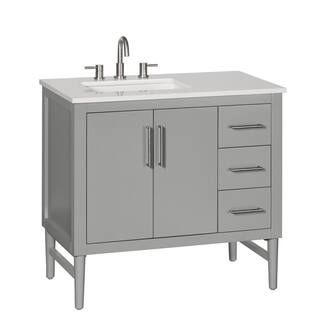 Home Decorators Collection Nova 37 in. W x 22. D x 35. H Vanity in Storm Grey with Engineered Solid Surface Vanity Top 21038-VS37EW-ST