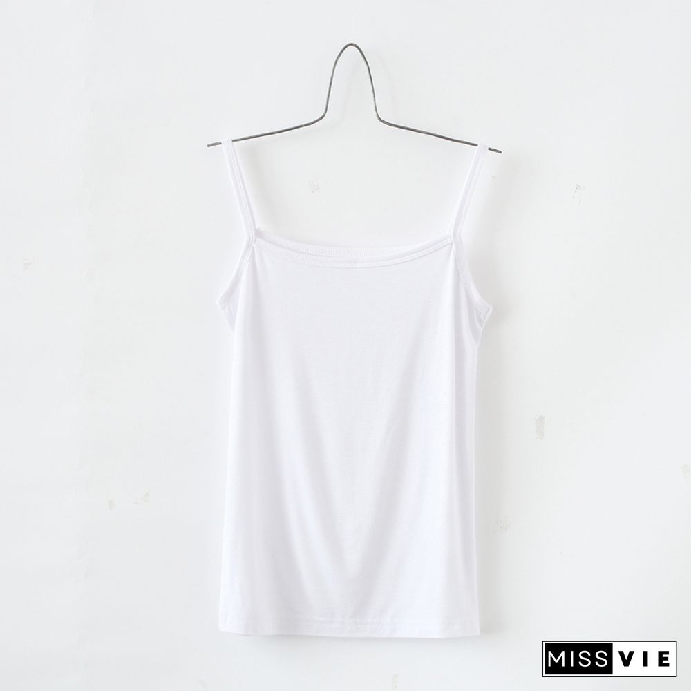 Tank Top Women Summer Casual Camisoles Women's Tops T-Shirt Spaghetti Strap Cropped Vest Female Camis Fashion Synthetic Cotton