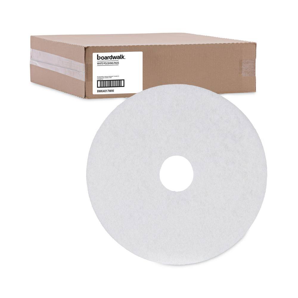 Boardwalk Polishing Floor Pads 17 in. Dia White (5-Carton) BWK4017WHI