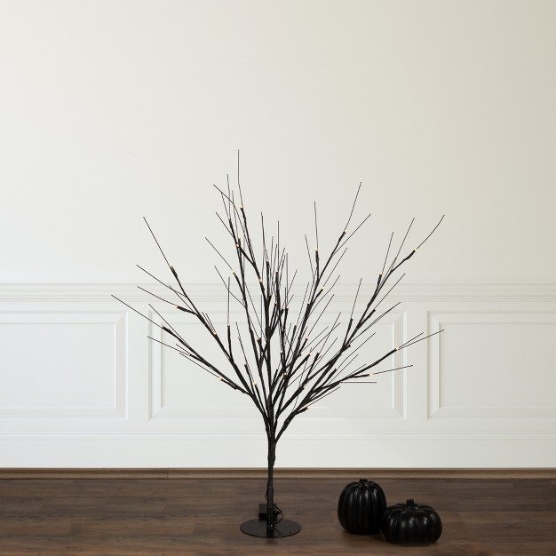 Led Lighted Black Halloween Twig Tree - Warm White Lights