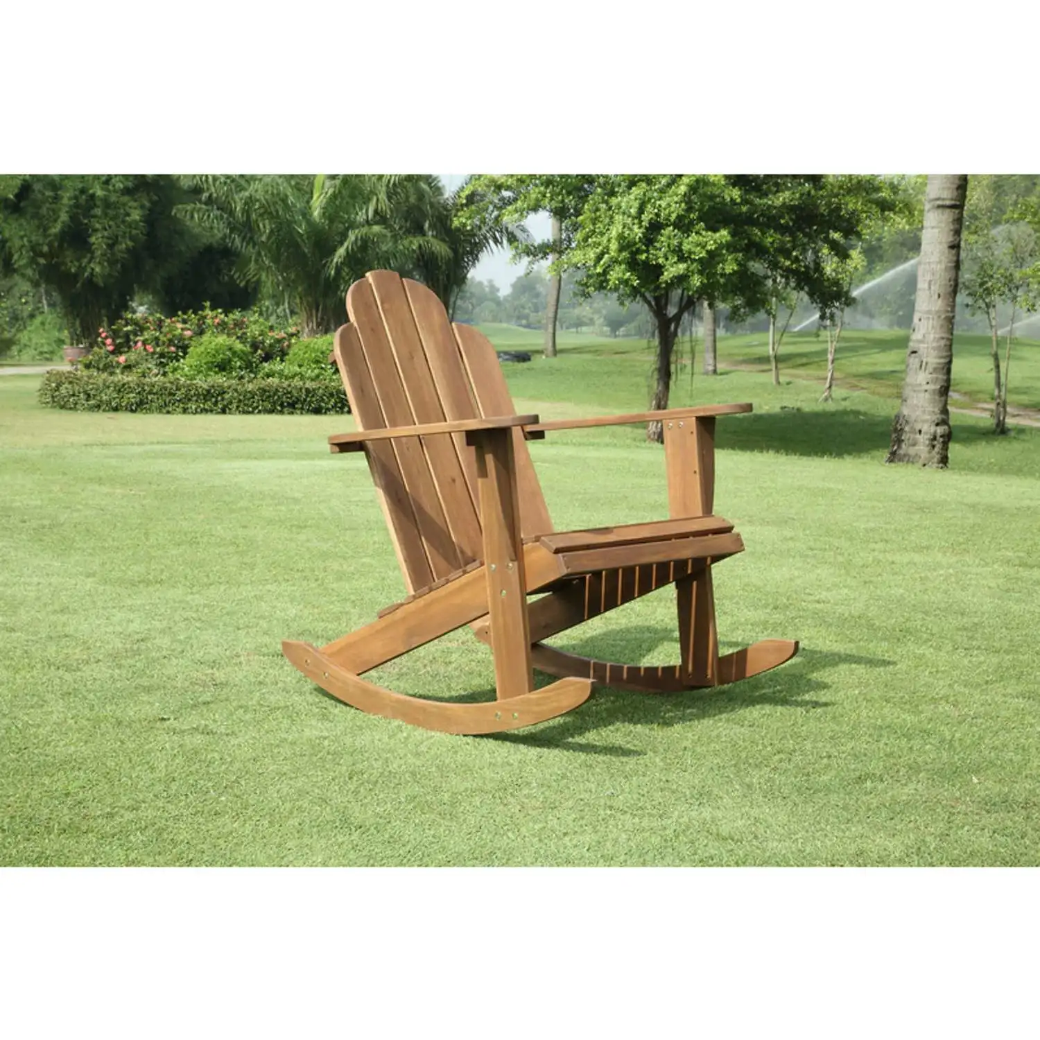 Decor Tahoe Brown Wood Frame Adirondack Rocking Chair