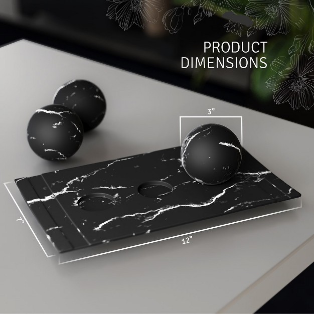 Creative Scents Matte Black Home Decor Tray And Orb Set