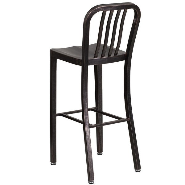 30'' High Metal Indoor-Outdoor Barstool with Vertical Slat Back