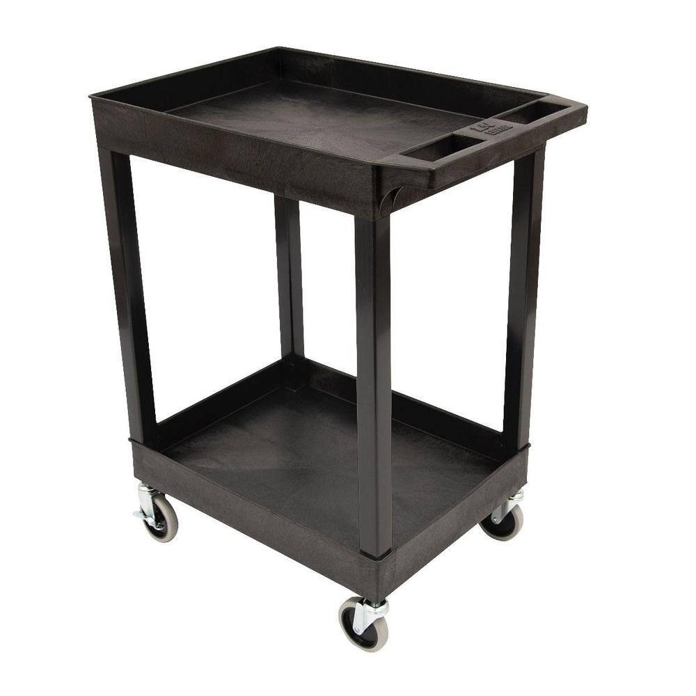 Luxor SEC 2-Shelf Plastic Utility Cart in Black SEC11-B