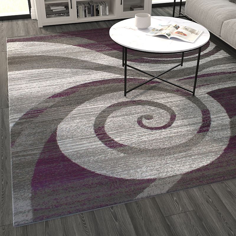 Masada Rugs Masada Rugs Stephanie Collection 8'x10' Area Rug with Modern Contemporary Design 1103 in Purple， Gray， White and Black