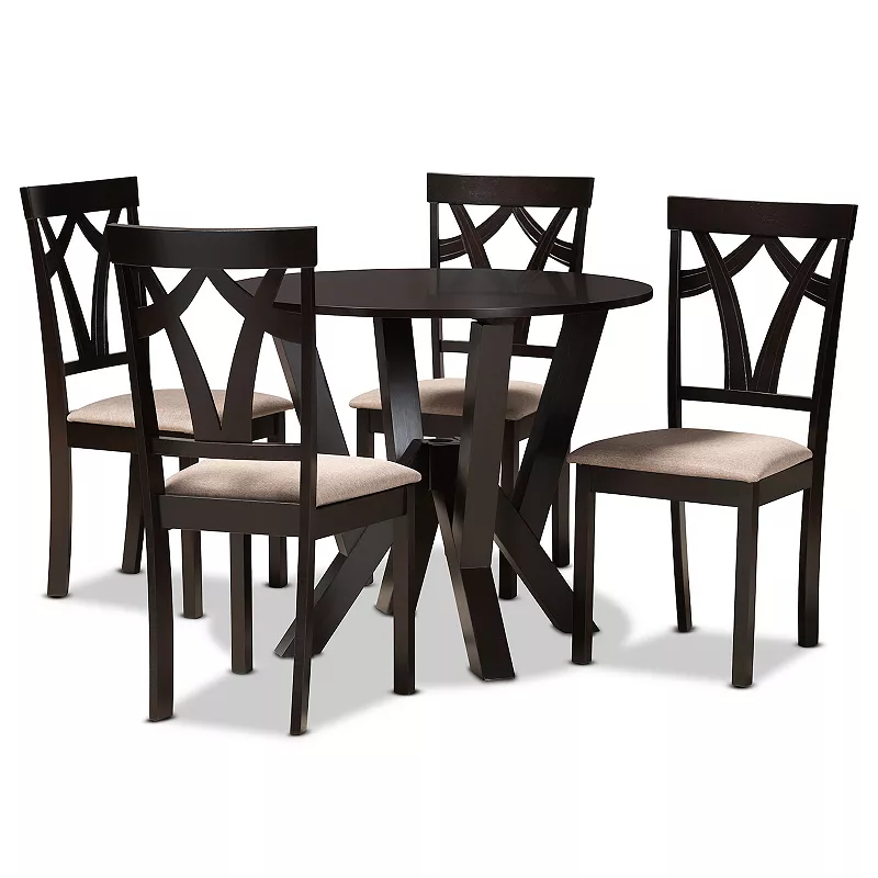 Baxton Studio Reagan Brown 5-Piece Dining Set