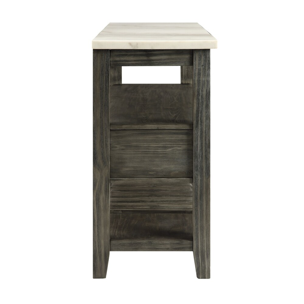 ACME Merel Server in White Marble and Gray Oak