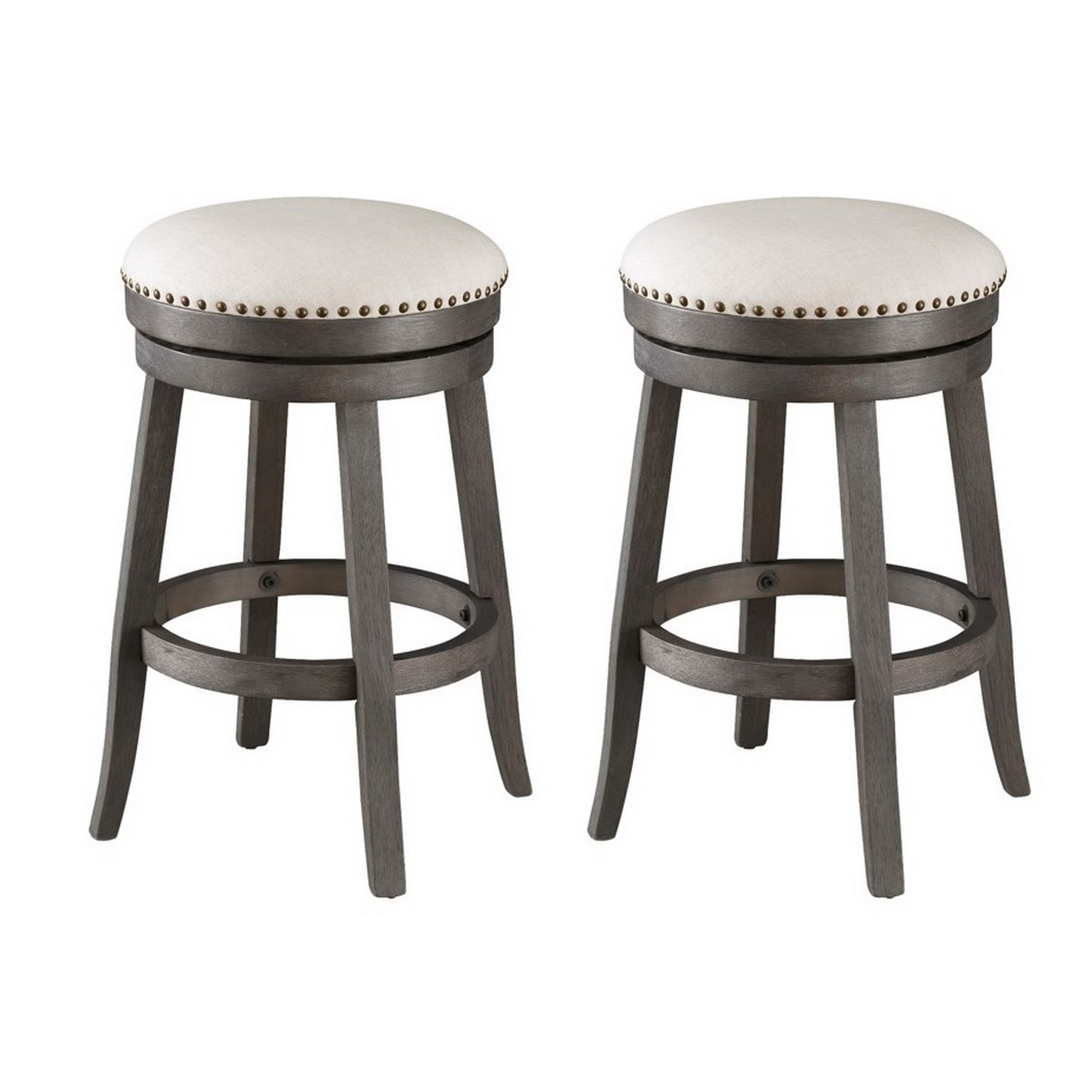 Somette Barrett Grey Round Swivel Counter Stools， Set of 2 - N/A