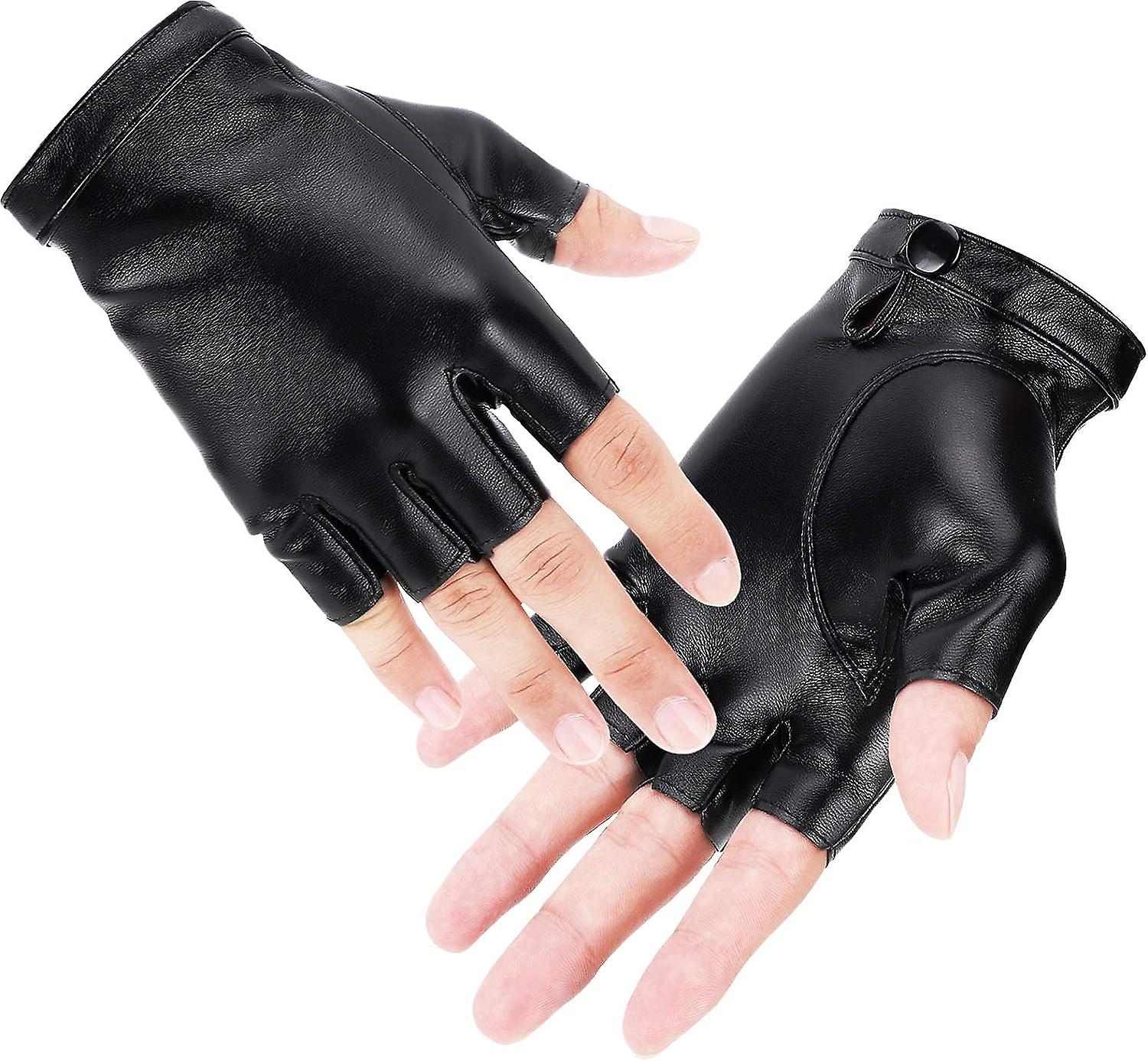 Fingerless Pu Faux Leather Gloves， Driving Gloves Outdoor Sports Cosplay Costume Half Finger Glove For Women Men Teens