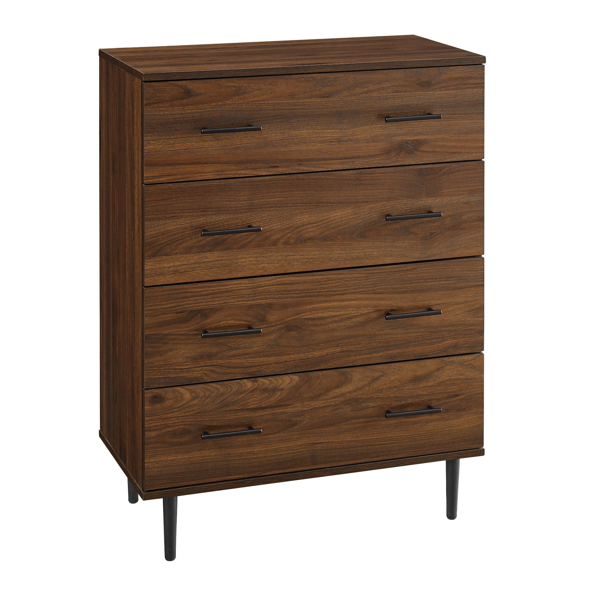 Manor Park Modern 4 Drawer Vertical Dresser, Dark Walnut