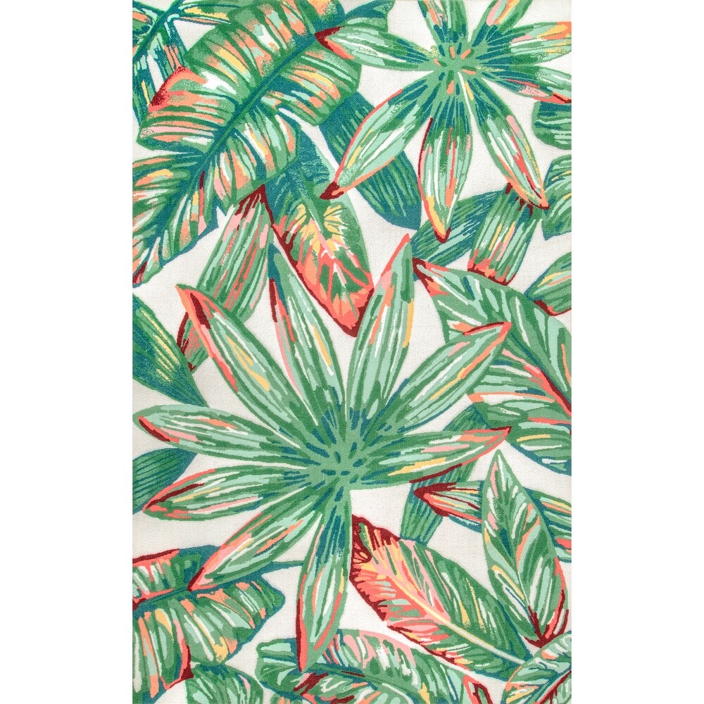 Brooklyn Rug Co Multi Indoor/Outdoor Contemporary Tropical Majestic Floral Bloom Area Rug