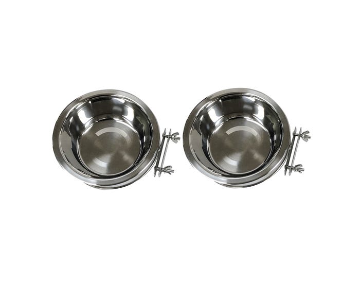 Pet Expressions Hanging Dog Bowl (2-PK)， Stainless Steel Food and Water Dish， Spill Resistant | - 914995 (Medium (3 cup/24 oz)