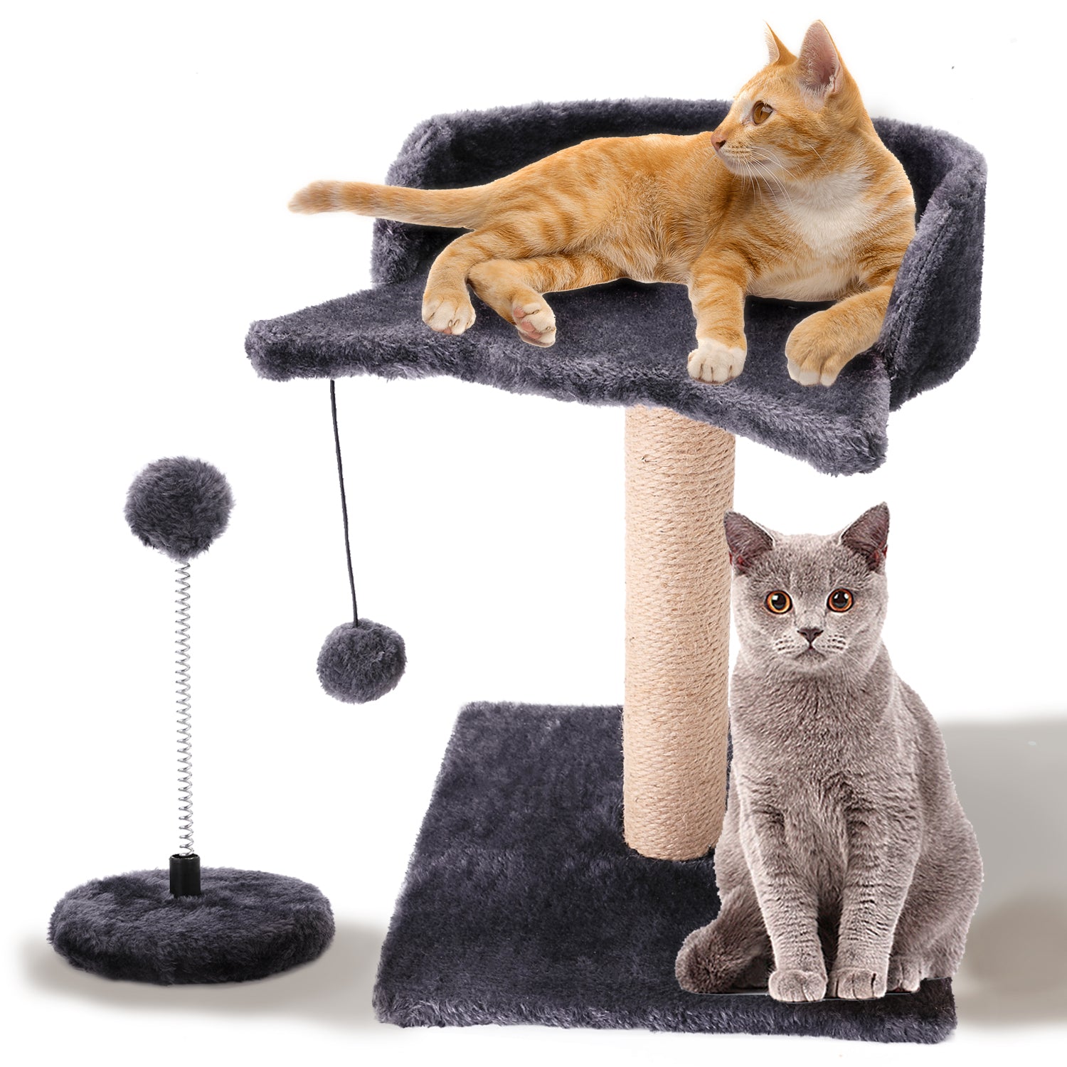 PinkSheep Cat Scratching Post with Perch， Sisal Cat Tree Scratcher Pole for Indoor Kitten