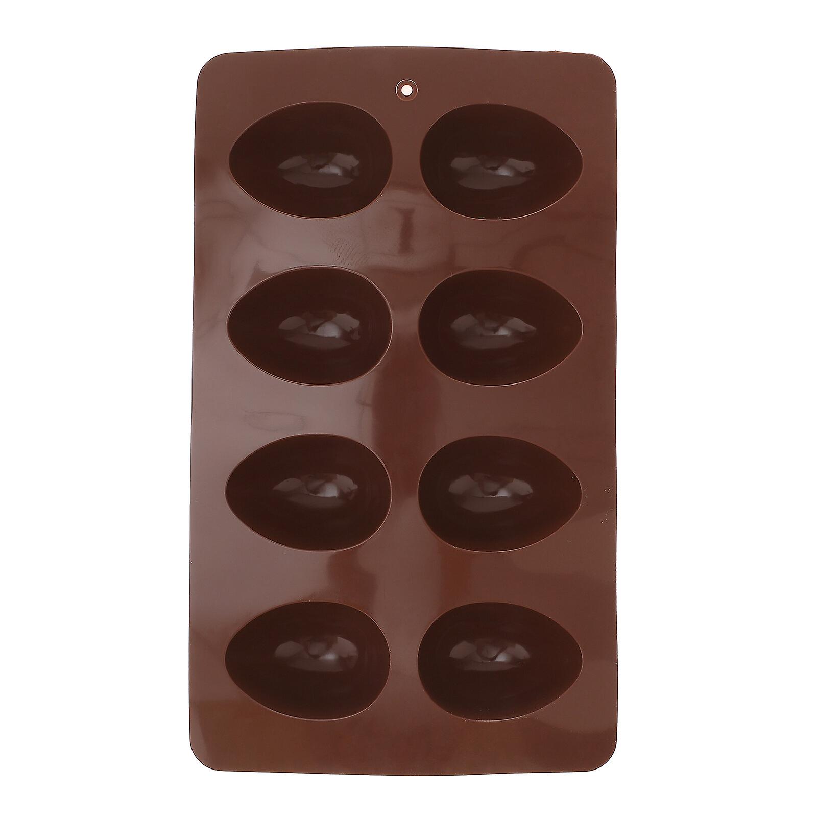 8 Cavity Easter Egg Silicone Diy Chocolate Candy Cupcake Jelly Baking Mould Mold Ice Cube Tray (coffee)