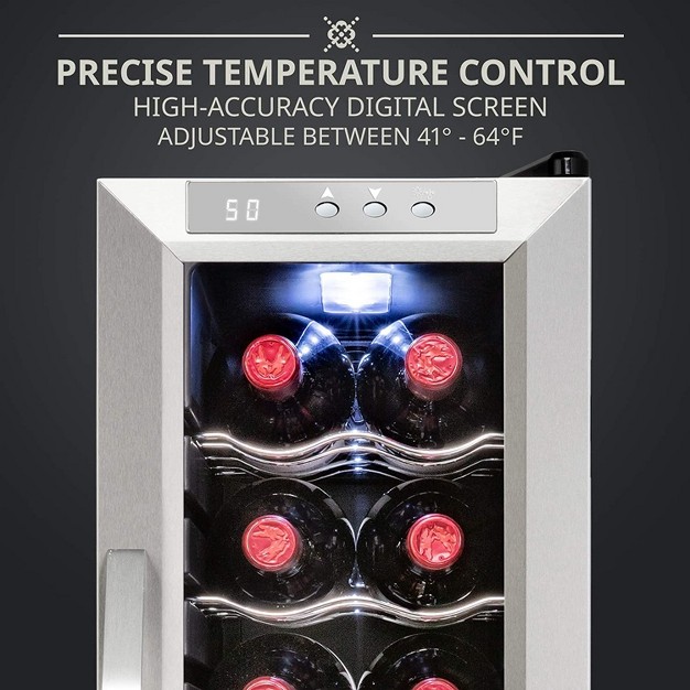 Ivation 12 bottle Compressor Freestanding Wine Cooler Refrigerator Stainless Steel