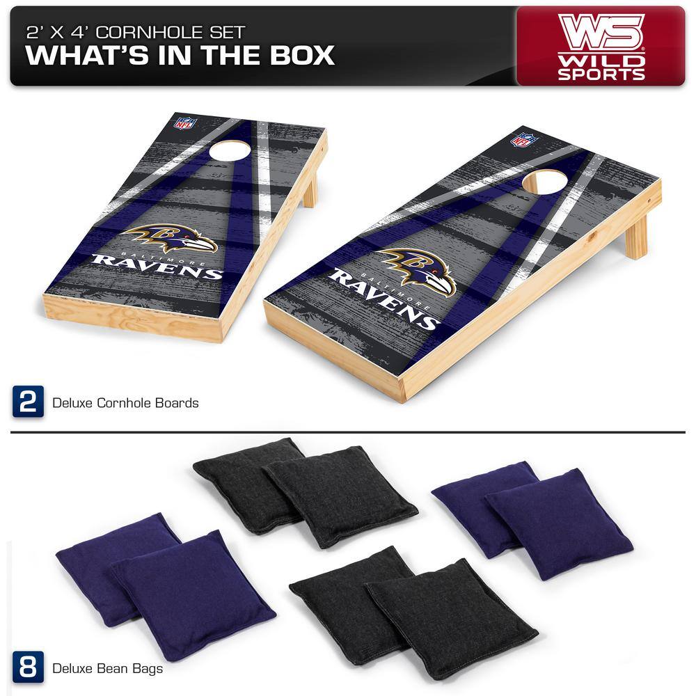 Wild Sports Baltimore Ravens 24 in. W x 48 in. L Cornhole Bag Toss Set 1-16047-VT102XD