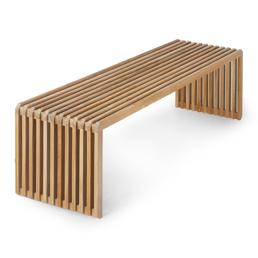 Slatted teak wood bench L