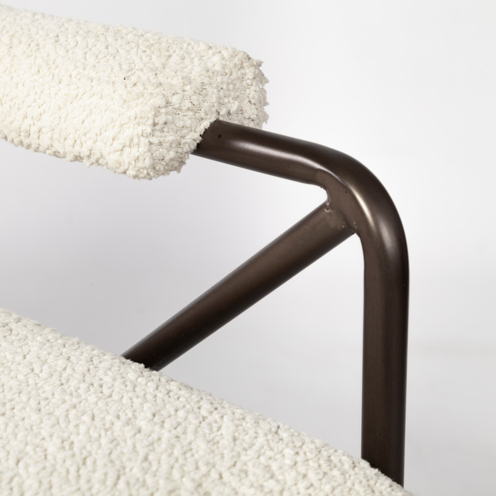 Vicunya Cream Fabric w/ Dark Gray Metal Frame Accent Chair   Midcentury   Armchairs And Accent Chairs   by Mercana  Houzz