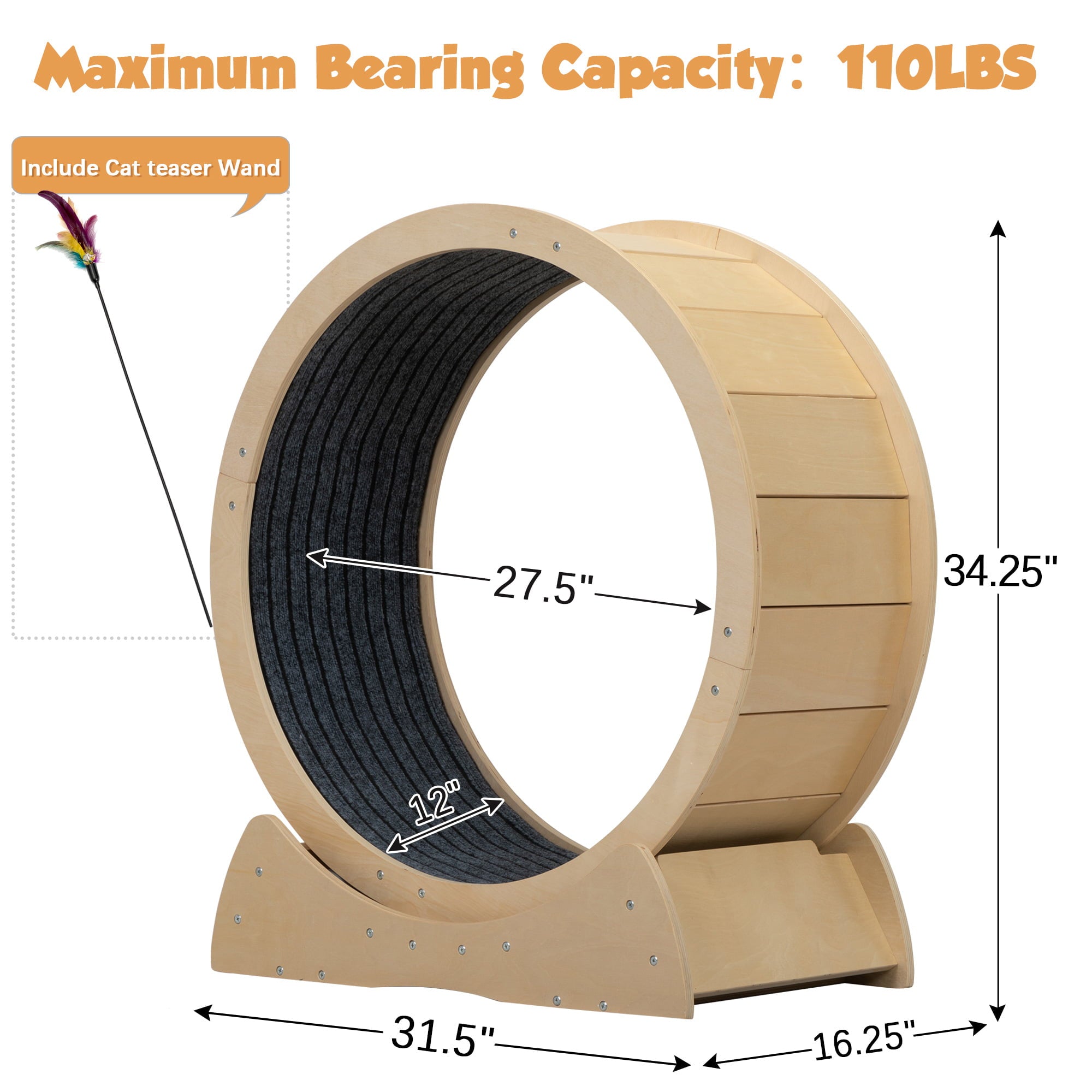 Coziwow Cat Running Wheel Cat Tree Cat Exercise Wheel Cat Tower Cat Treadmill Indoor