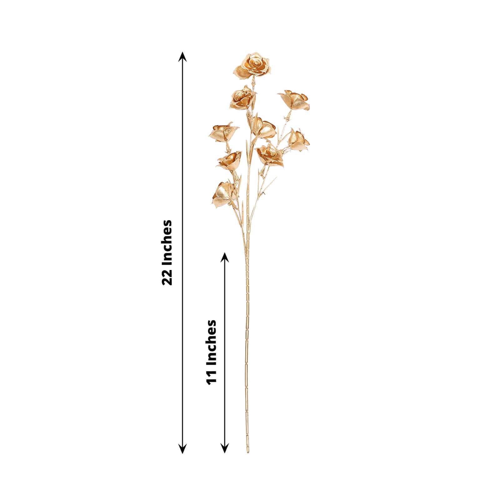 3 Pack Metallic Gold Artificial Rose Flower Sprays, Decorative Floral Branches 22