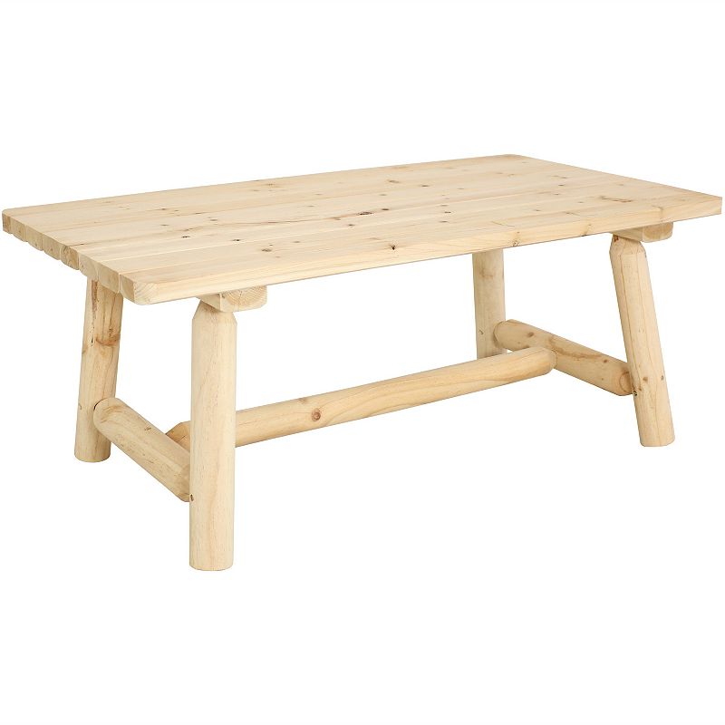 Sunnydaze Rustic Wooden Rectangular Coffee Table - Unfinished - 41.75 in