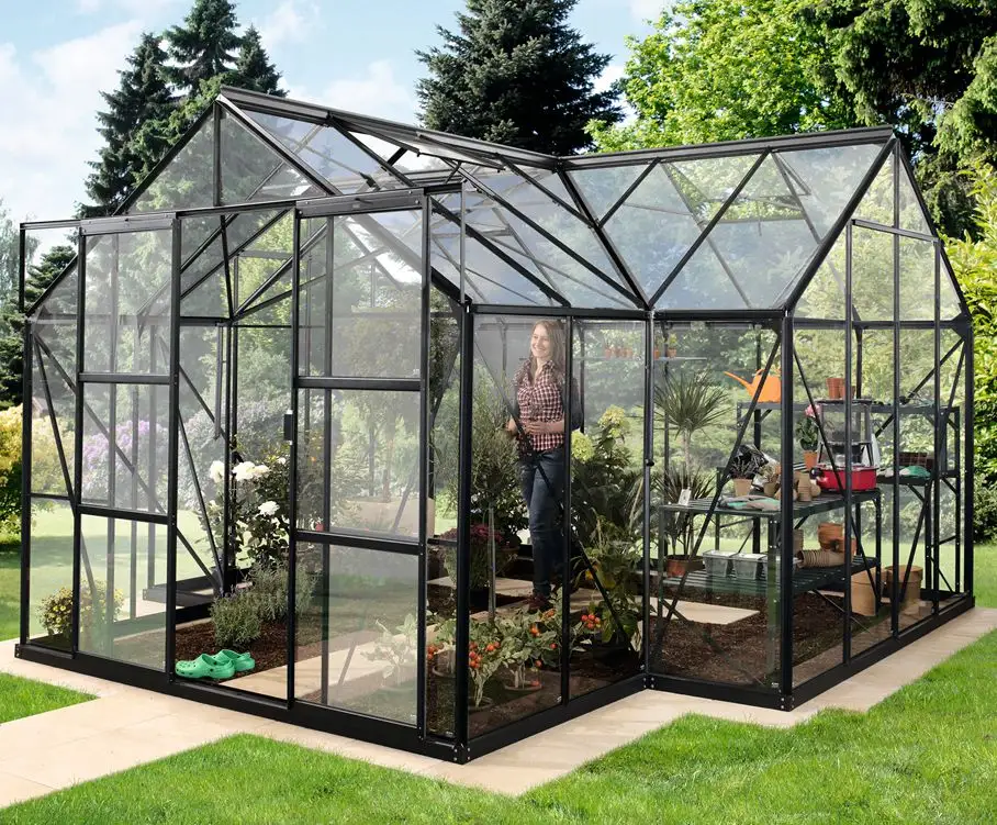 Large domestic garden greenhouse for growing flowers and vegetables glass greenhouse