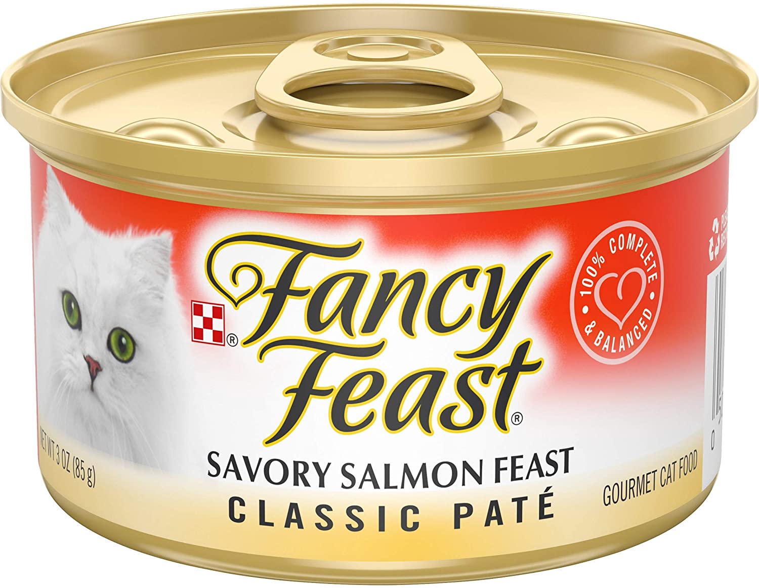 Purina Fancy Feast Grain Free Pate Wet Cat Food， Classic Pate Savory Salmon Feast - (24) 3 oz. Cans