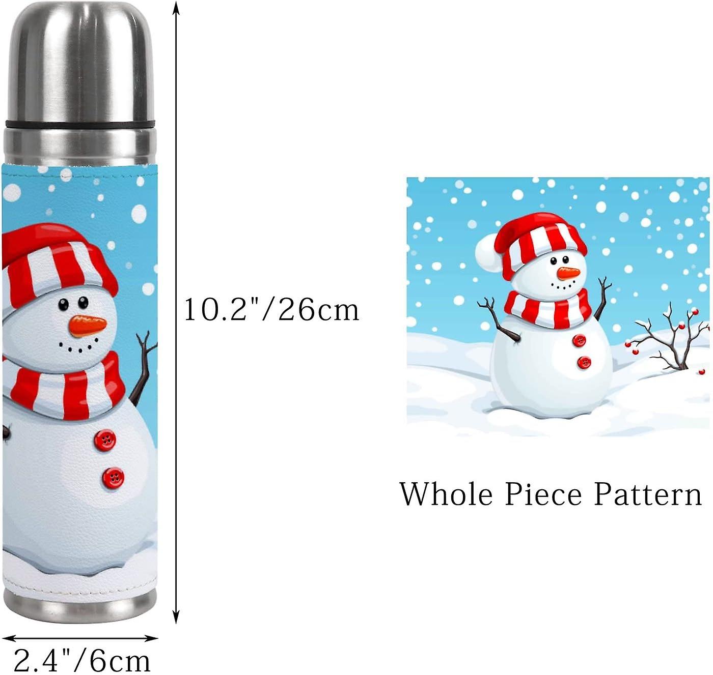 Insulated Mug Stainless Steel Water Bottle Christmas Snowman Vacuum Cup Travel Mug For Travel School Office