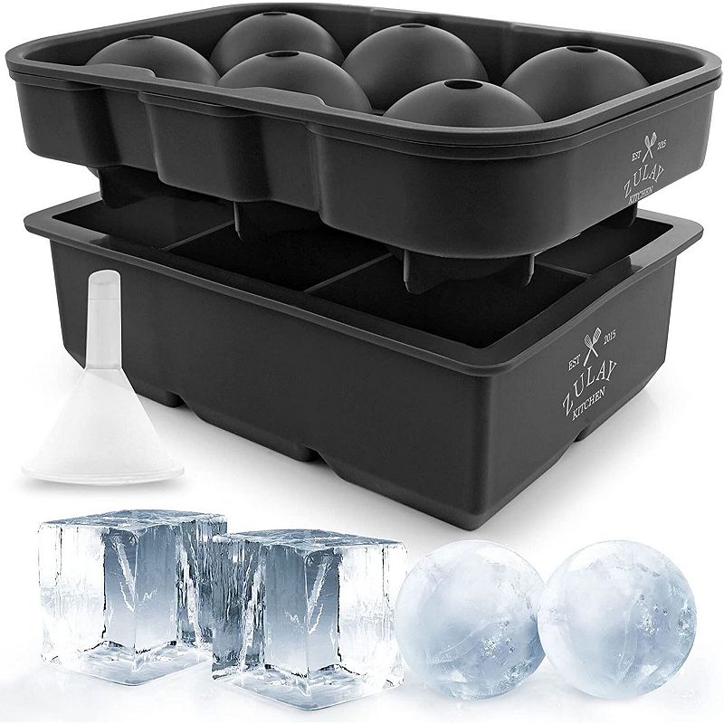 Silicone Square Ice Cube Mold and Ice Ball Mold (Set of 2)