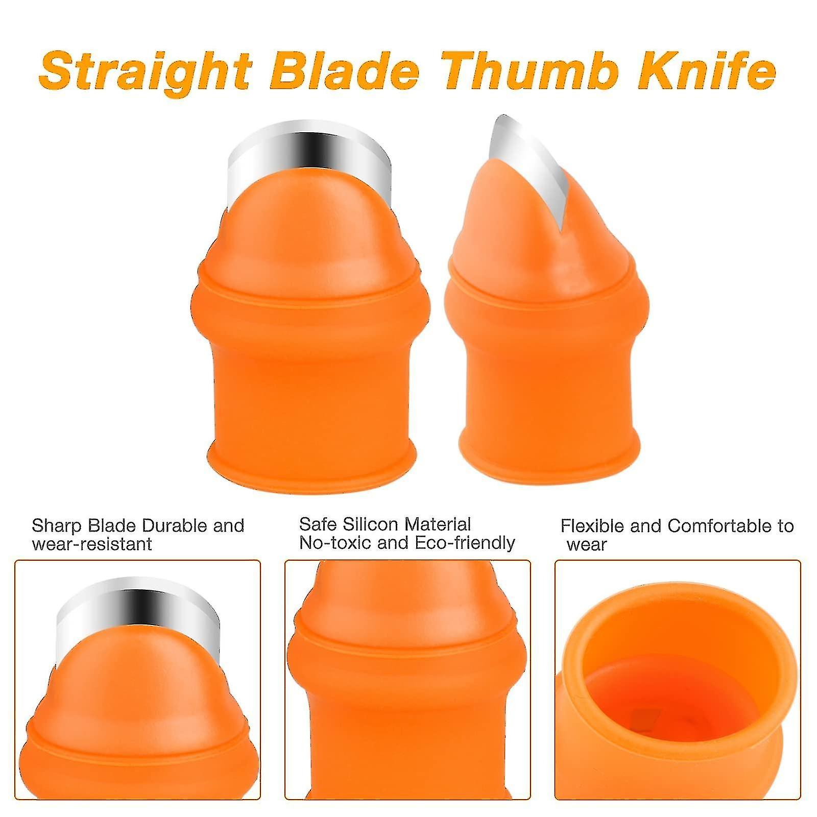 Gardening Thumb Knife 12pcs， Jooheli Silicone Thumb Finger Knife Finger Guards Protector， Orange Thumb Cutter Gardening Tools For Gardeners Picking Pl