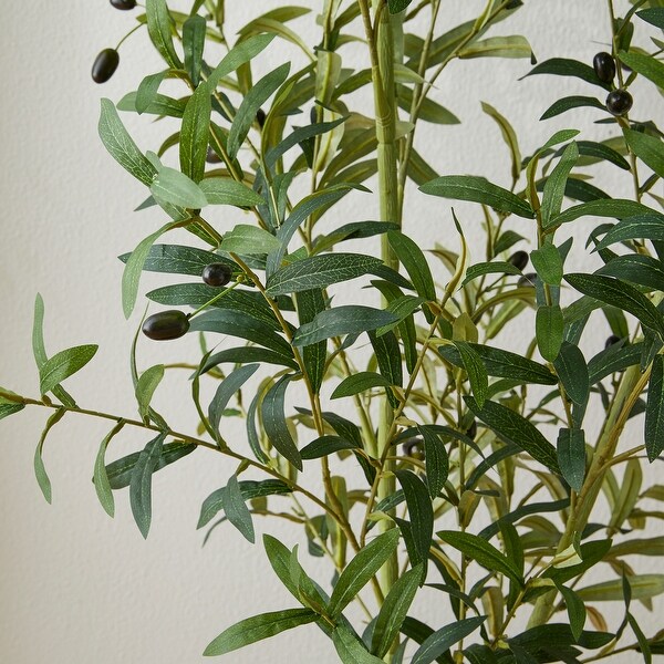 Glitzhome 70H Real Touch Olive Artificial Tree With Black Pot